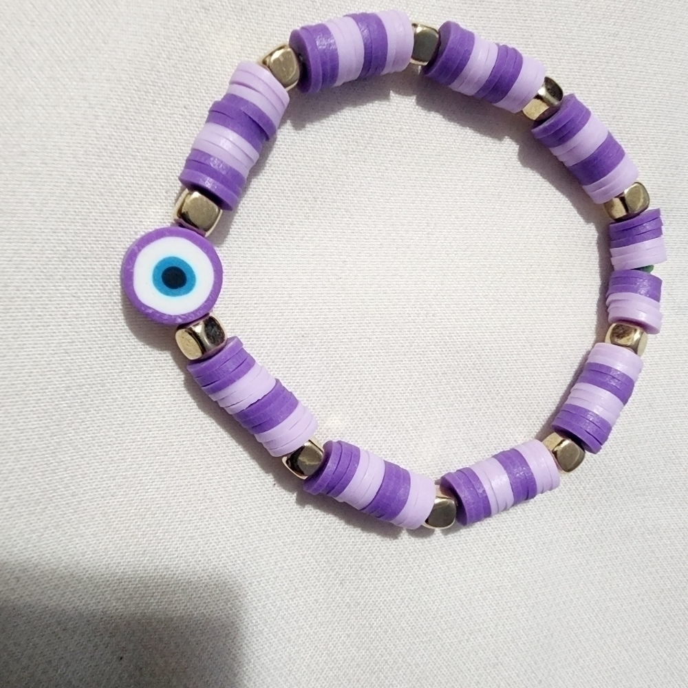evil Eye Charm Bracelet Stretch Bracelets Set of 2pc - Picture 6 of 7